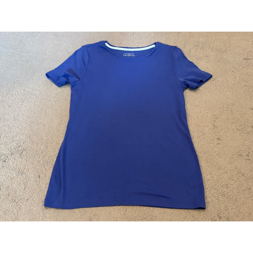 Talbots Tee Womens XS Blue Pima Cotton Short Sleeve Crew Neck T-Shirt